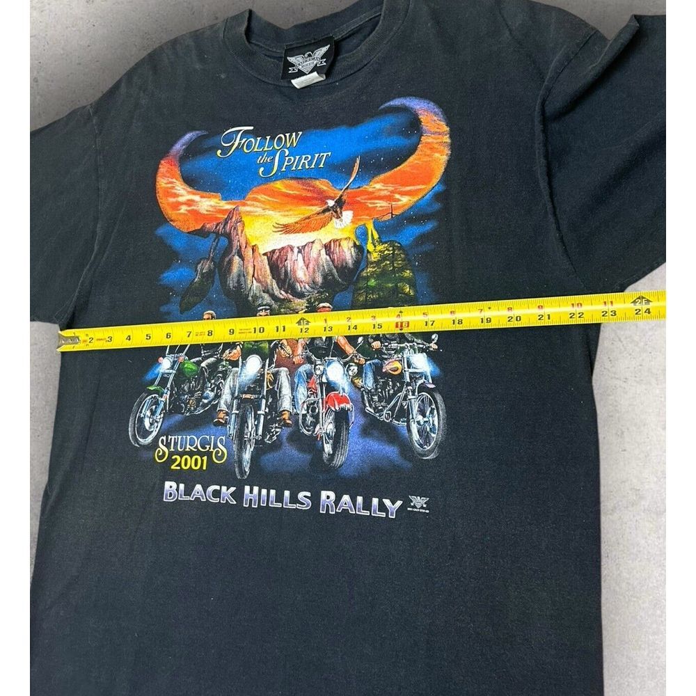 VTG Y2K 2001 XL Sturgis Black Hills‎ Rally T Shirt Eagle American Biker - Picture 7 of 10